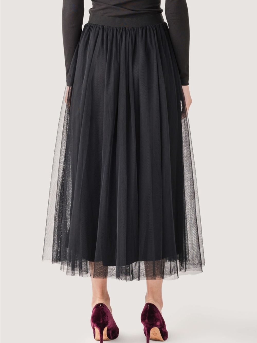 Classic Black Tulle Maxi Skirt